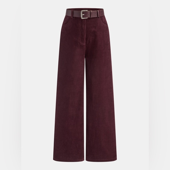 Commense Pants - CoMMENSE Belted Corduroy Straight-Leg Pants
COLOR - Burgundy Size XS NWT